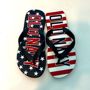 Boys size large (4/5) America / patriotic flip flops. New never worn. No tags